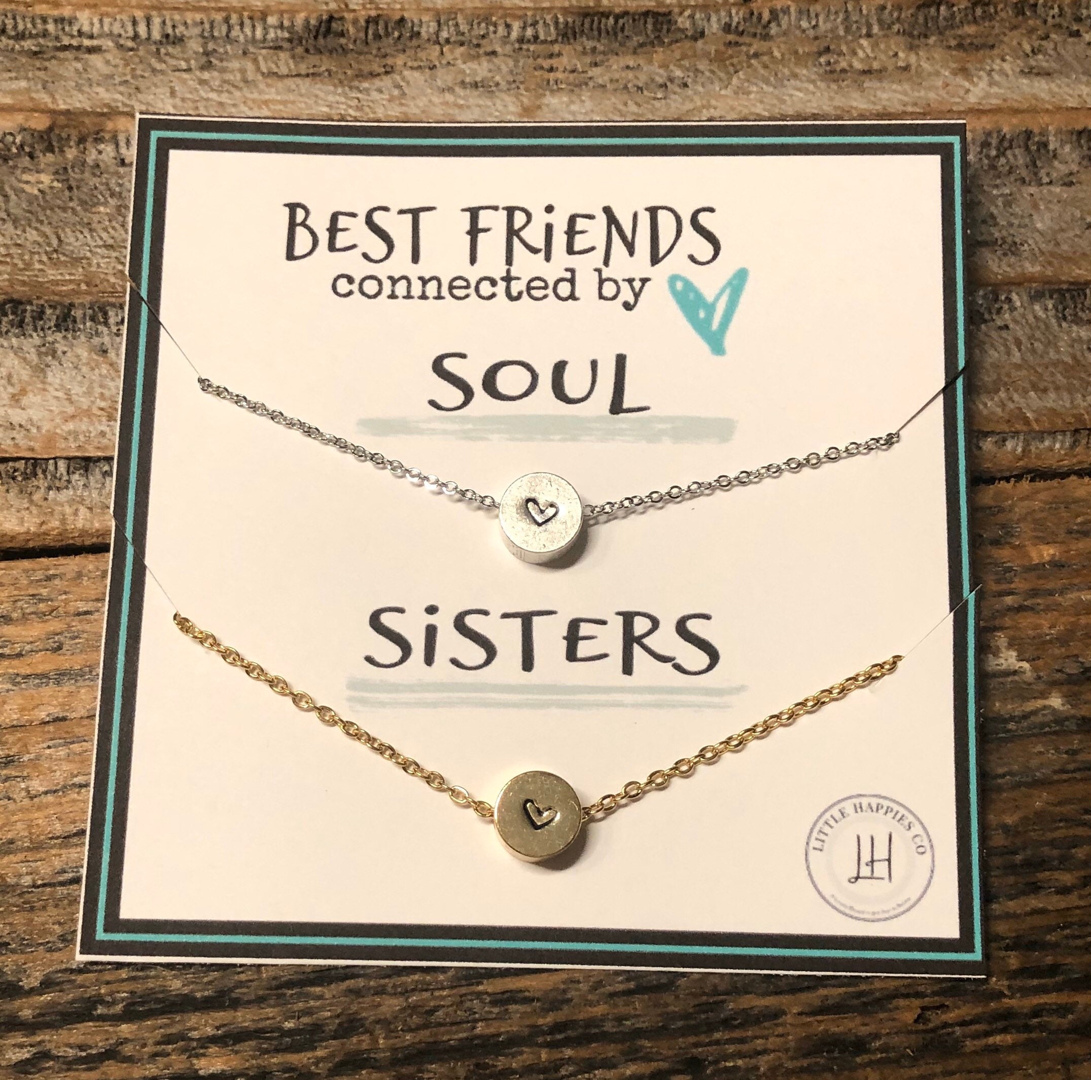 girl/'s gift Best Friend thinking of you thank-you secret pal Inexpensive /& Ready to ship Stamped Heart Necklace- women/'s friendship