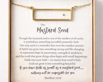 Mustard Seed Bar Necklace with Keep the Faith Card, Bible Verse Encouragement Jewelry, Sympathy Gift, Loss of Loved One, Faith Jewelry