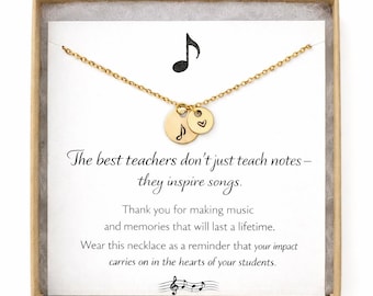 Music Note Necklace - Gift for Music Teacher - Choir Director Gift - Dainty Music Note Jewelry - Thank you Teacher Gift