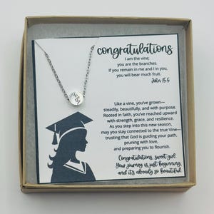 Faith-Based Graduation Gift for Girl – Vine Necklace with Scripture Card, Christian Graduation Jewelry for Her