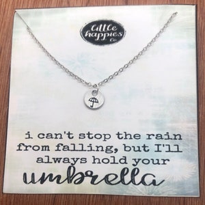 Encouragement necklace, umbrella necklace, friendship necklace, best friend gift, gift for her, womens necklace, dainty necklace