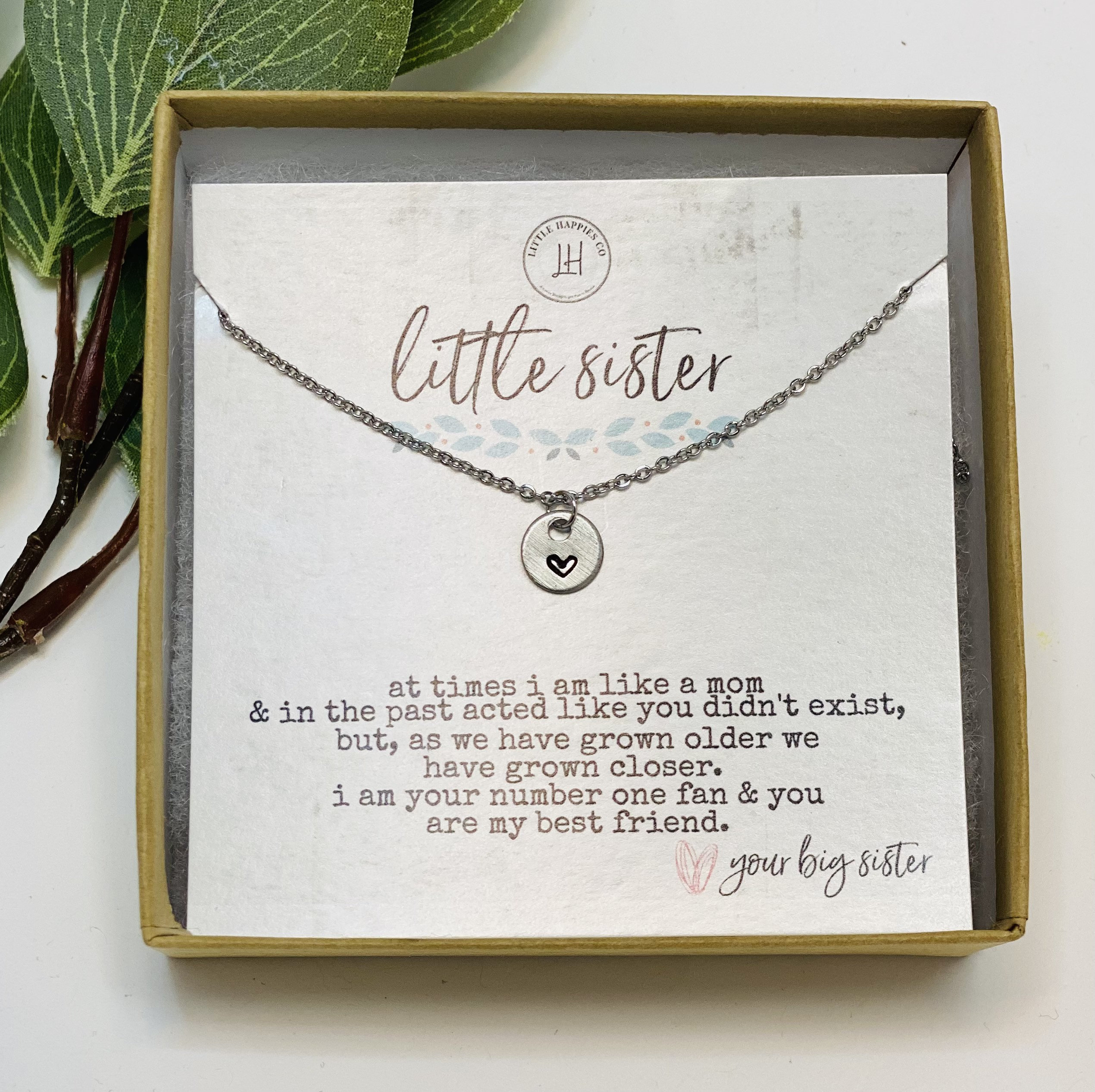 Gift for older sister, Big sister gifts, Big sis necklace, Unique birt –  Little Happies Co