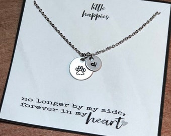 Pet Sympathy/Grief Necklace - paw print necklace, loss of pet gift, loss of dog, loss of cat, pet memorial necklace, remembrance jewelry