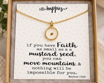 Mustard Seed Necklace, Faith as Small as a Mustard Seed Jewelry, Matthew 17:20 Christian Gift, Move Mountains Necklace, Faith Gift