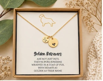 Golden Retriever Necklace Gift for Dog Mom, Golden Retriever Jewelry, Pet Lover Gift, Dog Memorial Necklace, Gold or Silver Dog Charm