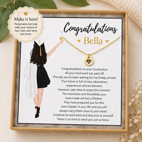 Personalized Graduation Necklace for Her, Graduate Gift for Daughter, Custom Name Graduation Jewelry, High School College Senior Gift
