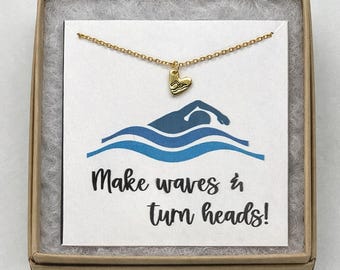 Swim Gifts, Gift for Swimmer, Swim Necklace, Gift for Swim team, Swim Coach, Bulk Team Gift, Swim Mom