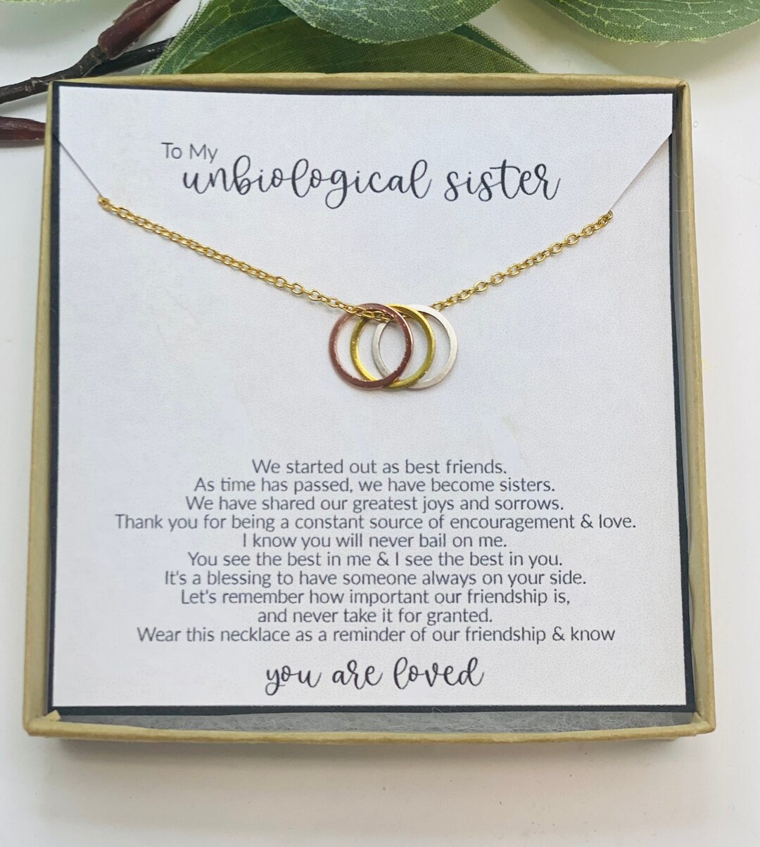 Unbiological Sister Necklace, Gift for Best Friend, Friendship