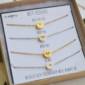 4 friends necklace set Set of 4 necklaces, Gift Set, Friendship necklaces, Matching necklaces, 4 BFF necklaces, 4 BFF gifts, heart necklace image 2