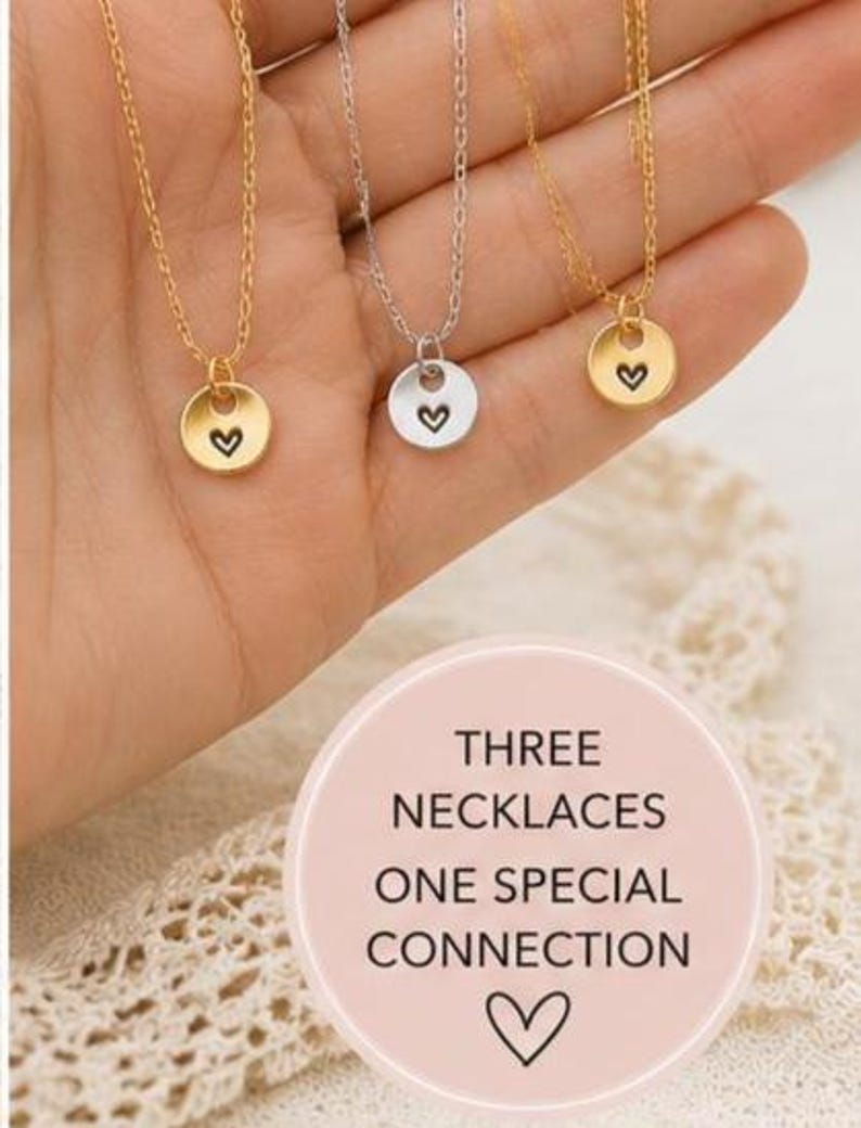 Matching Sister Necklace Set of 3, Sisters Necklaces, One for You One for Me Gift, Big Sister Little Sister Jewelry, Gift for Sisters image 3