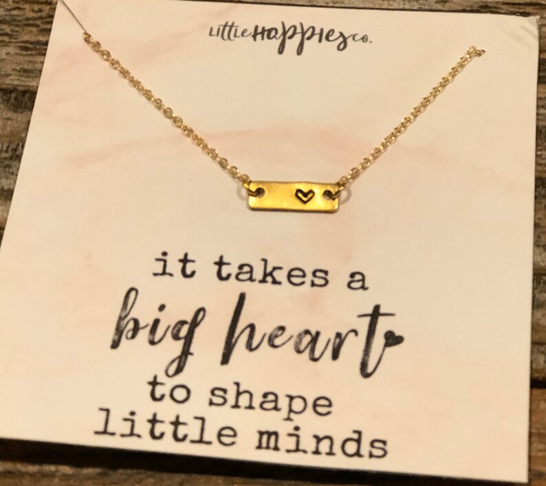 Preschool teacher gift ideas Best teacher Teacher thank you gifts Gift for nursery teacher Dainty heart necklace Simple necklace