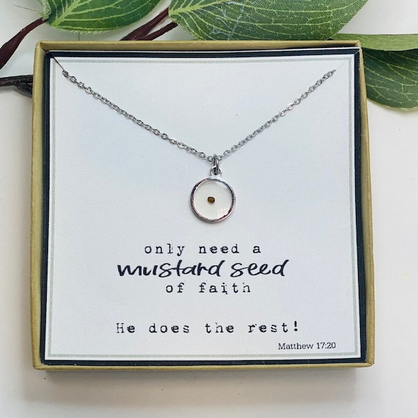 Real mustard seed necklace, Encouragement gift, Mustard seed jewelry, Faith necklace, Christian jewelry, Miscarriage gift, Inspirational