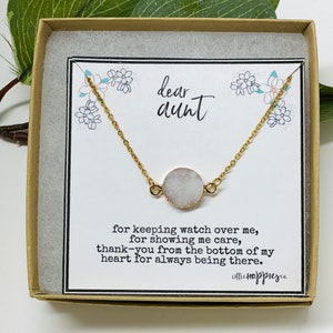 Gift for aunt, Gift for aunt from niece, Aunt necklace, gift from nephew, aunt gifts, aunt jewelry, druzy (01-004)