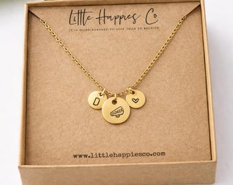 Personalized Cheerleading Gifts, Megaphone Necklace, Cheer Gifts, Personalized Cheerleader Necklace, Initial Necklace, Cheer Team Gifts