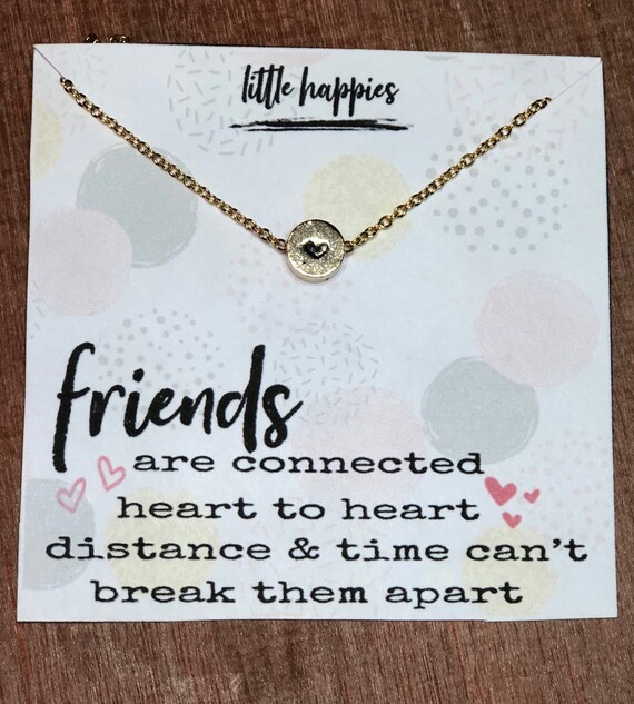 girl/'s gift Best Friend thinking of you thank-you secret pal Inexpensive /& Ready to ship Stamped Heart Necklace- women/'s friendship