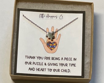 Autism awareness puzzle piece necklace, Teacher gift, Autism teacher, Puzzle piece, Autism, puzzle jewelry, Autism jewelry, Autistic support