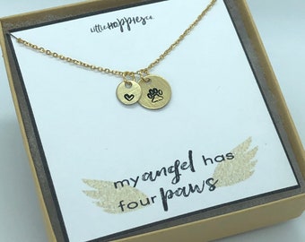 Pet Memorial Gift, Dog Sympathy Gift, Dog Memorial, Pet Loss Gifts, Loss of Dog Gift for Female, Rainbow Bridge Dog Necklace, Paw Print