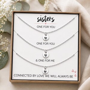 Matching Sister Necklace Set of 3, Sisters Necklaces, One for You One for Me Gift, Big Sister Little Sister Jewelry, Gift for Sisters image 4