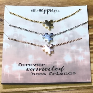 Best Friend necklaces for 3, Puzzle piece necklace, Puzzle necklace, Best friend gift, Sister gifts, Gift for best friends