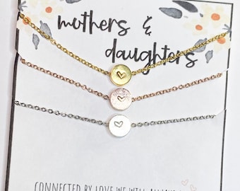 Mother & Daughter Necklaces, heart necklace, gift for mom, mom jewelry, 3 necklaces, three necklaces, mom and 2 daughters, 3 necklaces