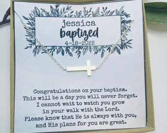 Personalized Baptism gift for girls, Cross Necklace, Gift for Goddaughter, Baptism Keepsake for Daughter, Religious Gifts for Her