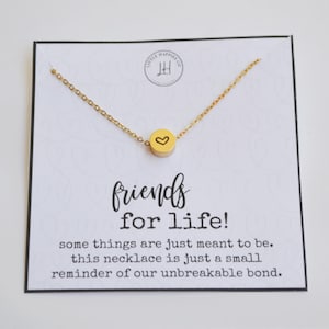 Best Friend Necklace Gift, Friendship Jewelry for Her, Heart Necklace with Card, Gift for Bestie, Thoughtful BFF Gift, Small Gift for Friend