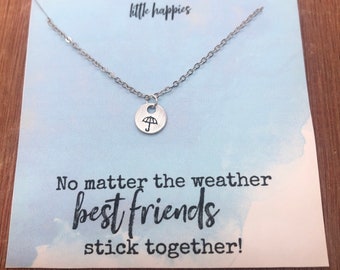 Best friend gifts, dainty umbrella necklace, friendship necklace, best friend necklace, encouragement gift, gift for best friend, gift