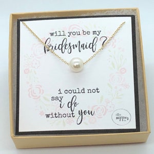 Bridesmaid Gift for Bridesmaid Proposal Gift for Bridesmaids Be My Bridesmaid Pearl Necklace Thank You Gift Bridesmaid Necklace