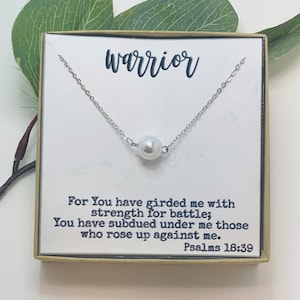 Warrior Necklace, Pearl Necklace, Encouragement Gift, Gift For Her, Christian Jewelry, Faith Necklace, Sympathy Gift, Gift for Best Friend