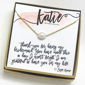 Thank you gift for bridesmaid, Pearl Necklace, personalized bridesmaid gifts, bridesmaids gifts, bridesmaid jewelry gifts from bride