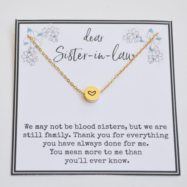 Sister in law gift, Gift for sister in laws, Sister in law jewelry, Sister in law birthday gift, Heart necklace, Gold, Silver, Rose gold