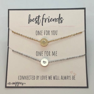 Dainty Best friend necklace, heart necklace, gift  best friend, best friend gift, 2 necklaces, pair of necklaces for friends, necklace set