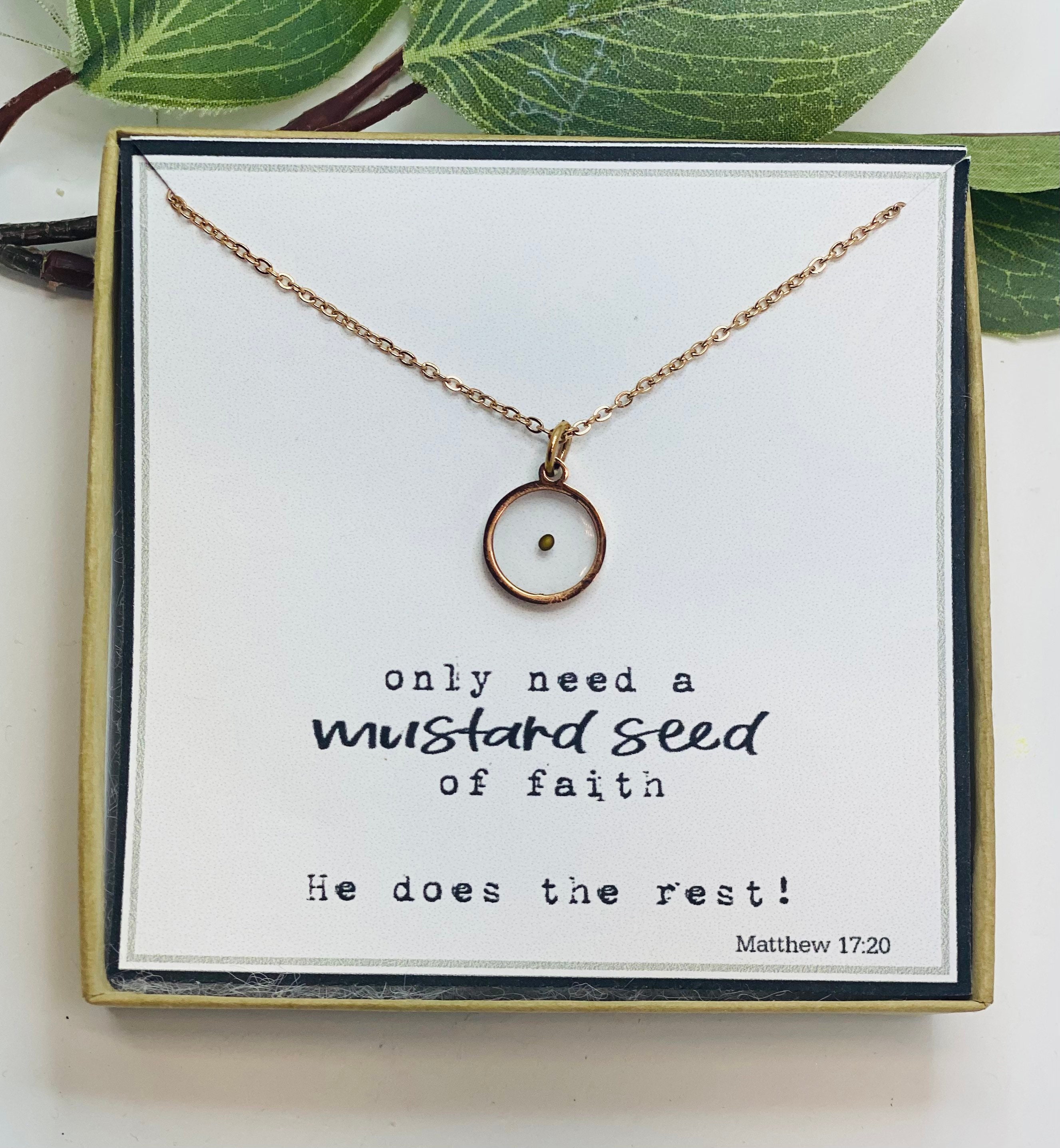 Real Mustard Seed Necklace Encouragement Gift Mustard Seed image