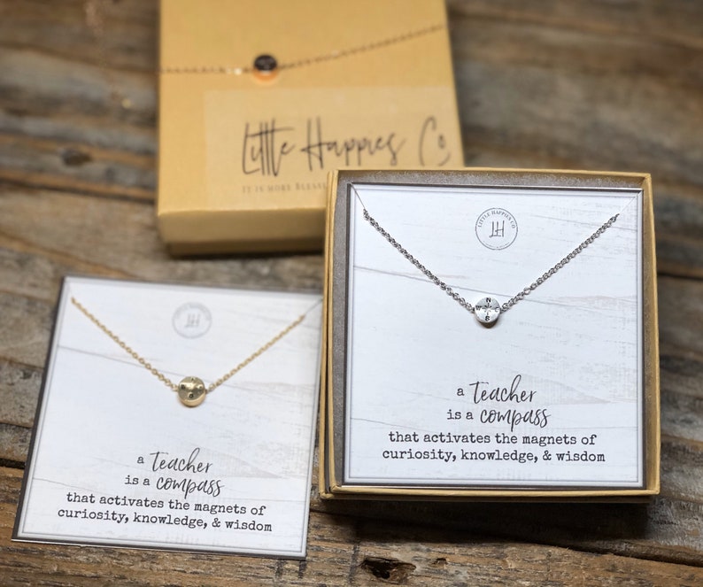 Teacher Gift Compass Necklace Gift for Teacher Gift From Etsy