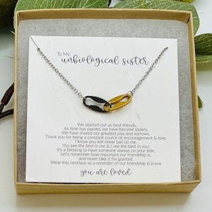 Unbiological Sister Necklace for Her, Best Friend Gift for Female, Unbiological Sisters Gift, Friendship Jewelry, Gold and Silver, BFF Gift