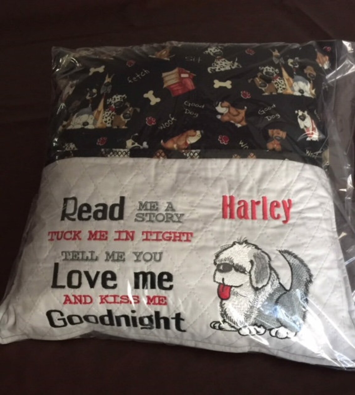 Custom Decorative Puppy Pillow With Cover Read Me a Story Tuck Me in