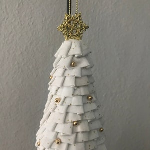 Quilted Handmade Purple White Fabric No Sew 3 Ornament Tree Hanger Polka Dots Flowers Beads Quilted Handmade Purple White Fabric No Sew 3 Ornament Tree Hanger Polka Dots Flowers Beads