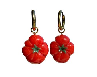 Red Brandywine Heirloom Tomato Earrings