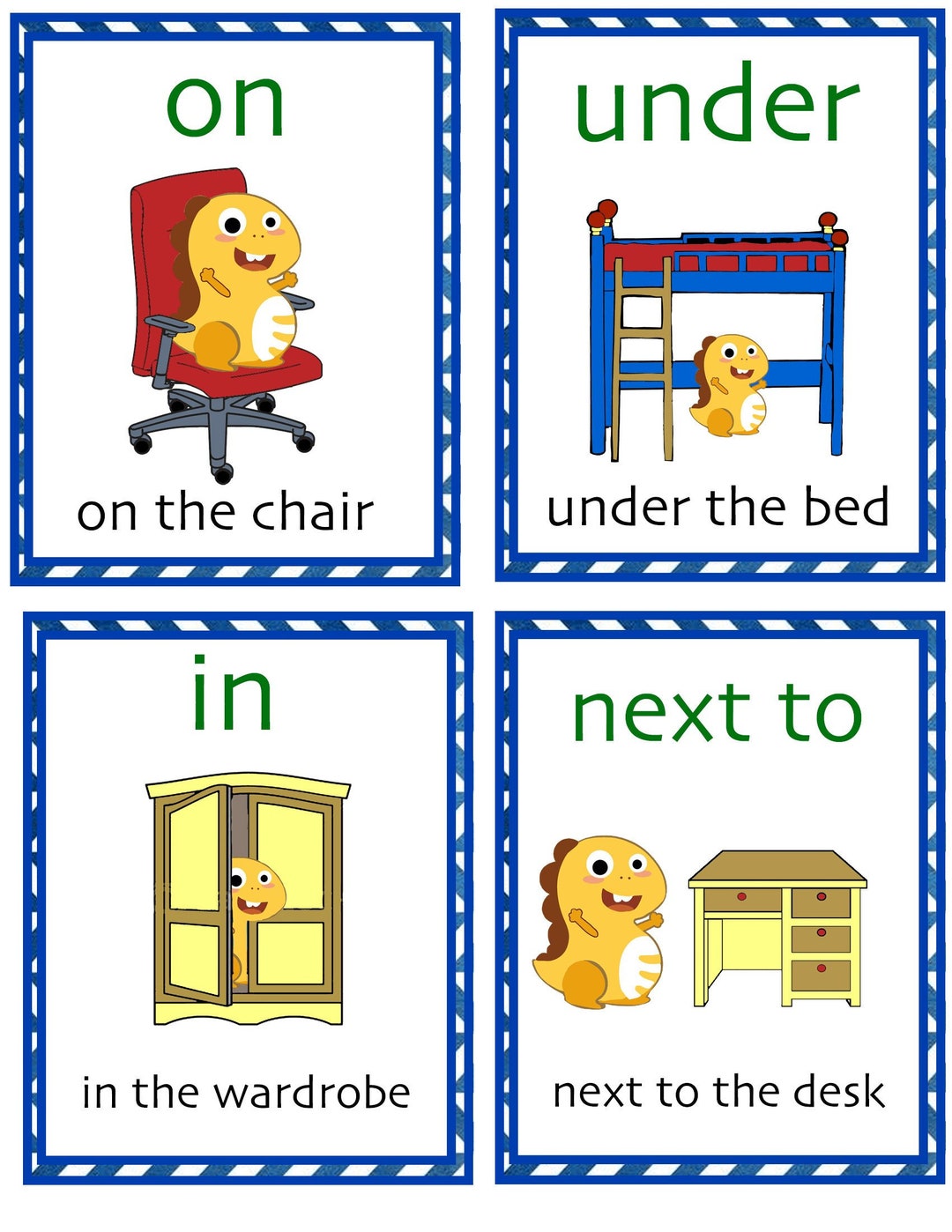 Positions Inside and Outside flash cards