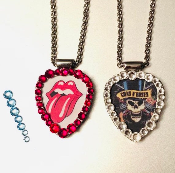 Guitar Pick Holder Necklace Jeweled Etsy