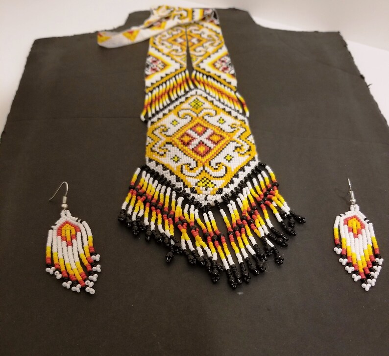 Gift Necklace Beaded Earrings Native American Beaded Necklace Traditional Beaded Handmade Necklace Set HandmadeForLESS!