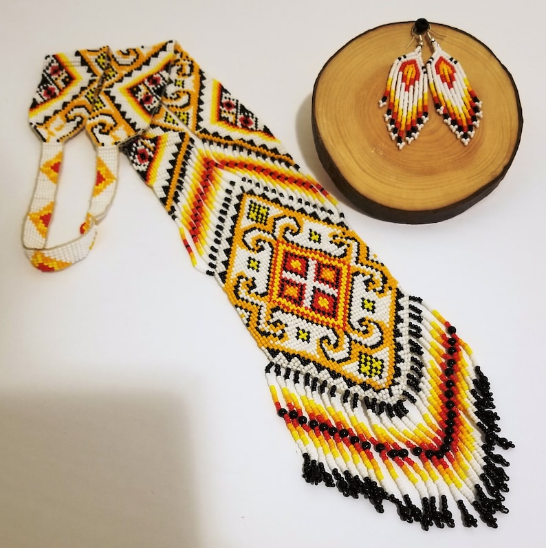 Gift Necklace Beaded Earrings Native American Beaded Necklace Traditional Beaded Handmade Necklace Set HandmadeForLESS!