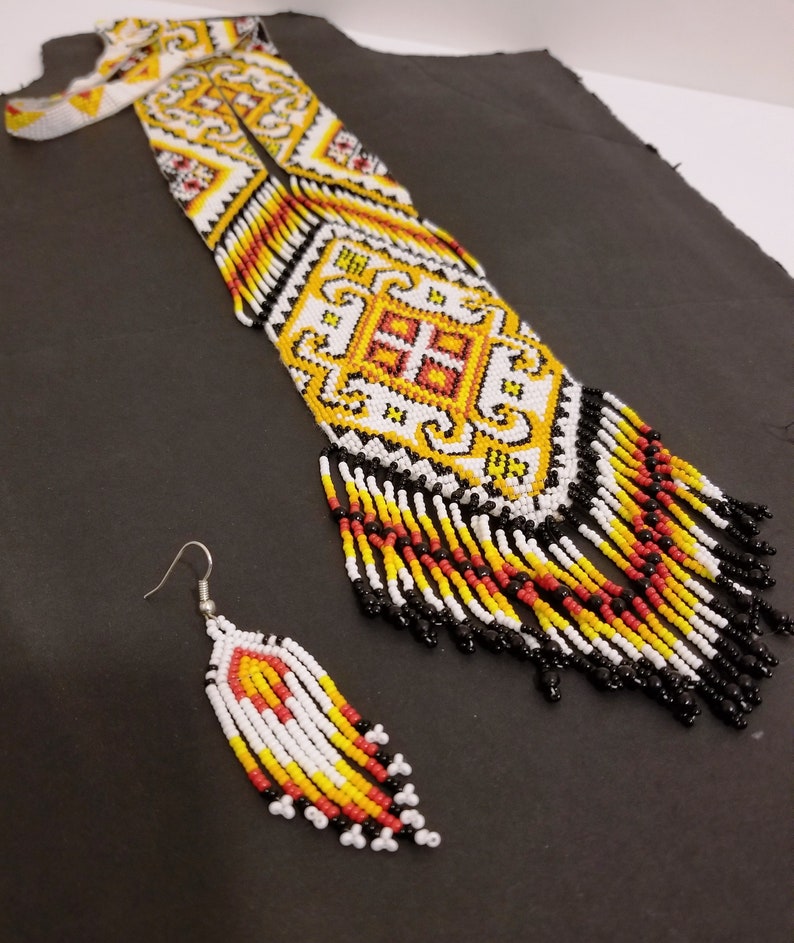 Gift Necklace Beaded Earrings Native American Beaded Necklace Traditional Beaded Handmade Necklace Set HandmadeForLESS!