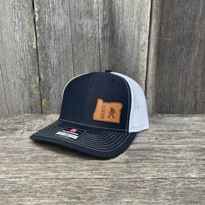 Bigfoot Hat | Sasquatch Hat | Leather Patch Hat | Oregon | Boyfriend Gift |  Bigfoot Hunter | Fathers Day Gift | Snapback Hat