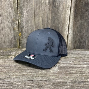 Bigfoot Hat | Sasquatch Hat | Leather Patch Hat | Hunters Gift | Boyfriend Gift |  Bigfoot Hunter | Fathers Day Gift | Snapback Hat