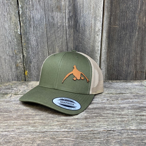 Duck Hunting Duck Hat Waterfowl Personalized Hat Leather Patch Hats Gifts  for Hunters Gift for Dad Duck Camo 
