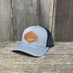 Hells Canyon | Logo Hat | Leather Patch Hat | Idaho | Boyfriend Gift |  Logo Hipster | Fathers Day Gift | Snapback Hat