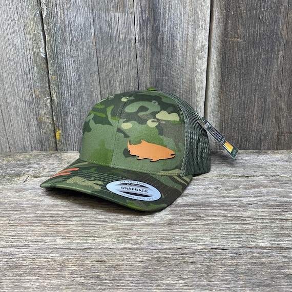 Fisherman Hat Salmon Fishing Dad Hat Personalized Hat Leather Patch Hats  Fly Fishing Gift for Dad 