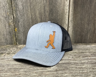 Bigfoot Hat | Sasquatch Hat | Shaka Love | Leather Patch Hat | Hunters Gift | Boyfriend Gift |  Bigfoot Hunter | Fathers Day Gift |