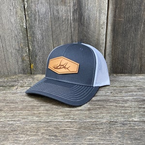 Elk Antler | Elk Hunter | Leather Patch Hat | Hunting Gifts | Elk Shed | Father&#39;s Day  | Gifts for Him | Snapback Hat | Richardson 112